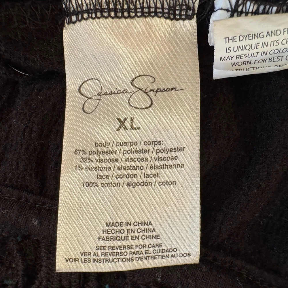 ๐ 6/$60 Jessica Simpson Onesie Pockets Off Shoulder Black Lace Trim Size XL - Picture 8 of 8
